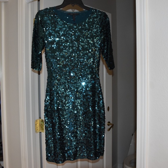 Sparkly Sequin Turquoise BCBG Formal Dress - Picture 1 of 8